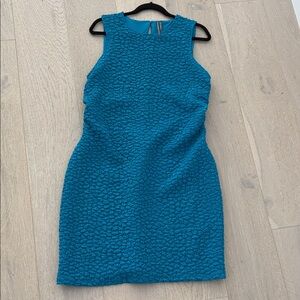 Anthropologie Teal Blue Textured Sleeveless Mini Dress